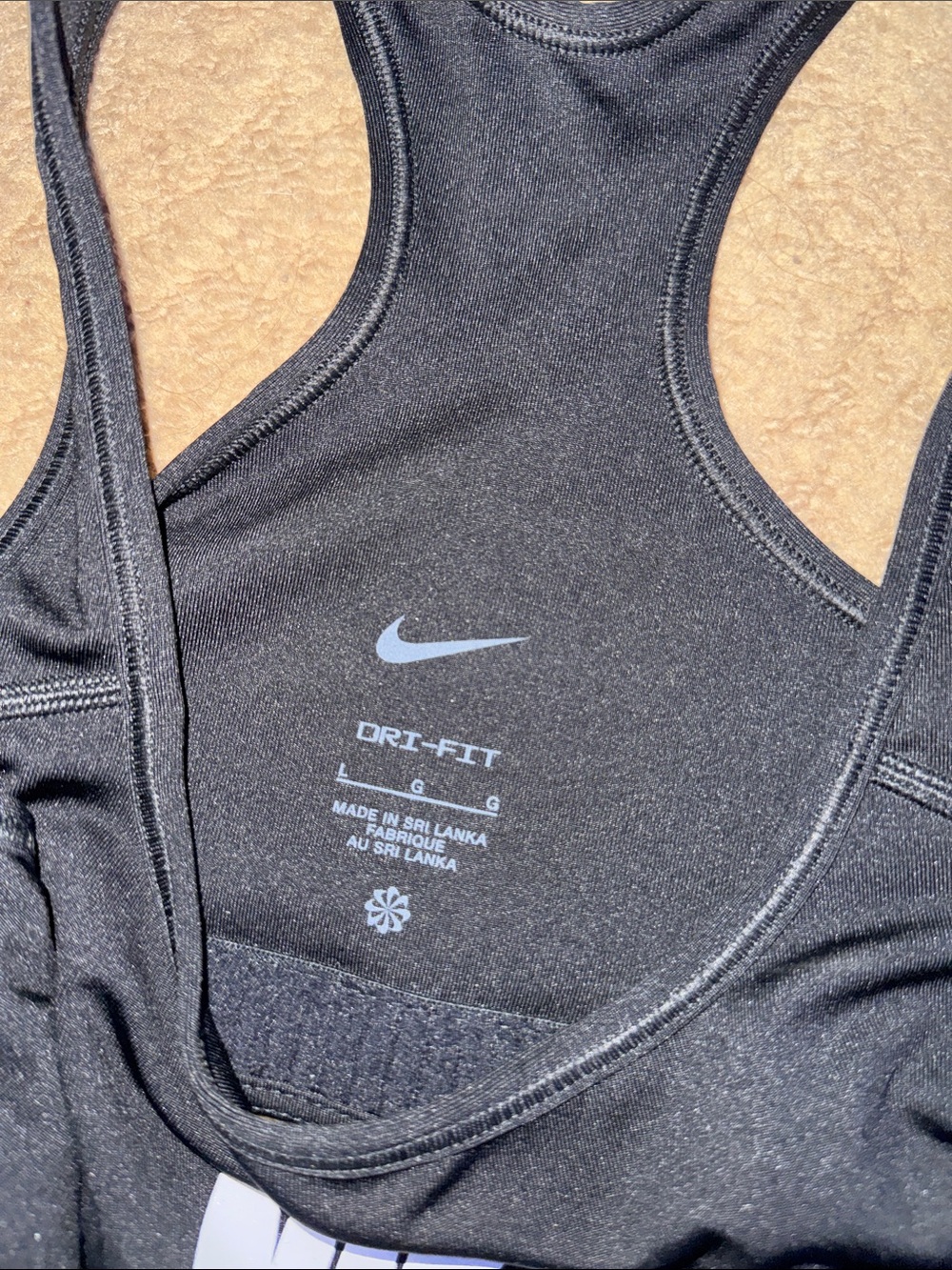 Nike Black Sports Bra with White Swoosh Logo - Picture 2 of 4